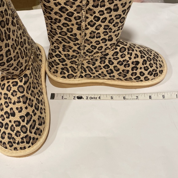 FOLLOW ME Leopard Boot Print Slip On Slipper Faux Suede Size 6 - Picture 13 of 14
